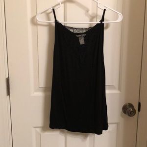 Deep V Lace Detail Black Top